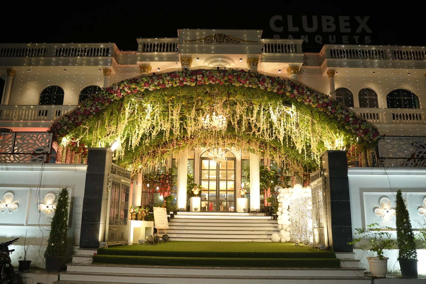 Clubex Banquets & Lawns illuminated entrance