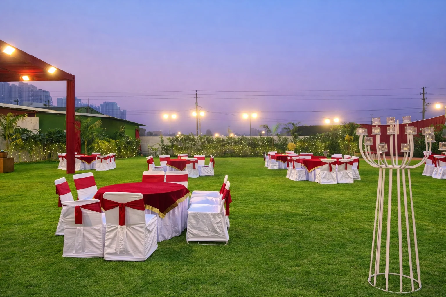 Open lawn seating at Clubex Banquets & Lawns